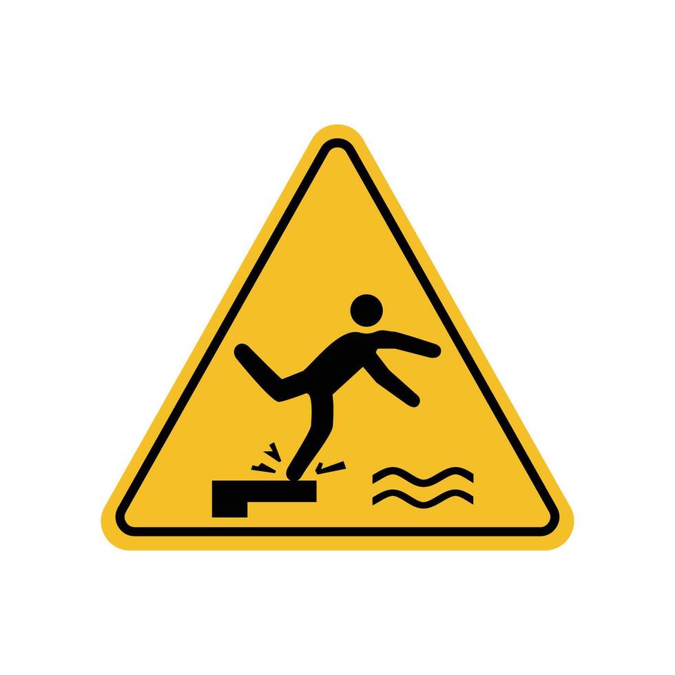 Warning sign slipping forward on yellow triangle board. Emergency sign Suitable for posters and web icons vector