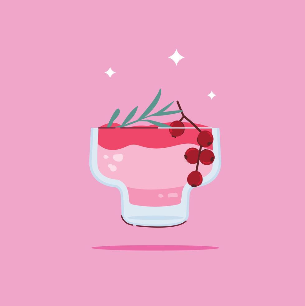 alcoholic fruit cocktail drink in mini glasses. Summer appetizer garnished with rosemary and berries vector