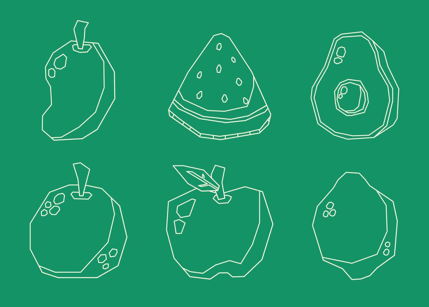 Line Art Fruit Sticker Pack with Cutout Style vector