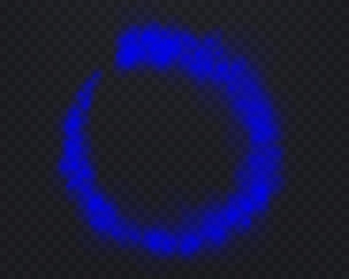 Realistic blue smoke circle or haze on a dark background. Magic fog, vapor. illustration. vector