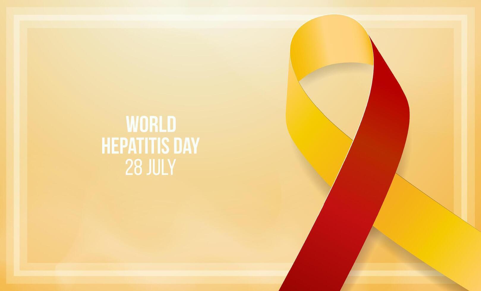 World hepatitis day concept. Banner template with yellow and red ribbon and text. illustration. vector