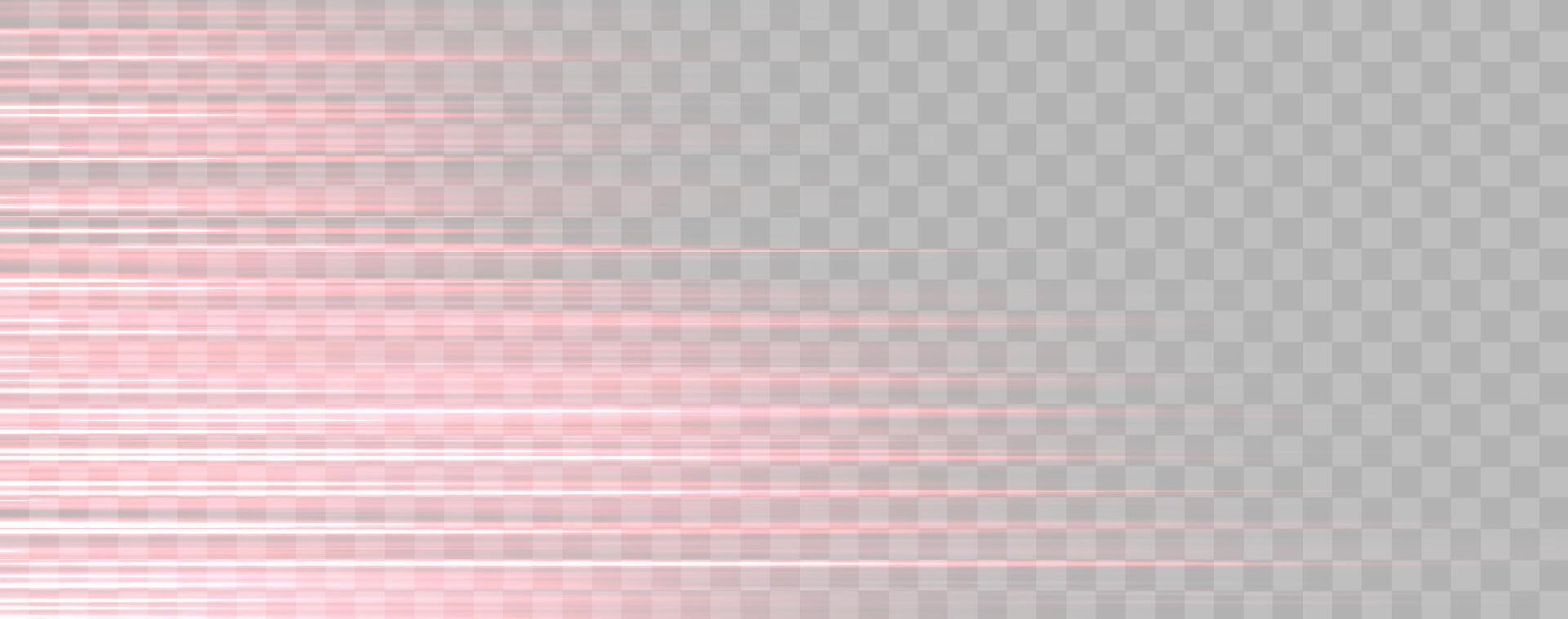 Speed rays, velocity light neon flow, zoom in motion effect, red glow speed lines, colorful light trails, stripes, illustration. vector