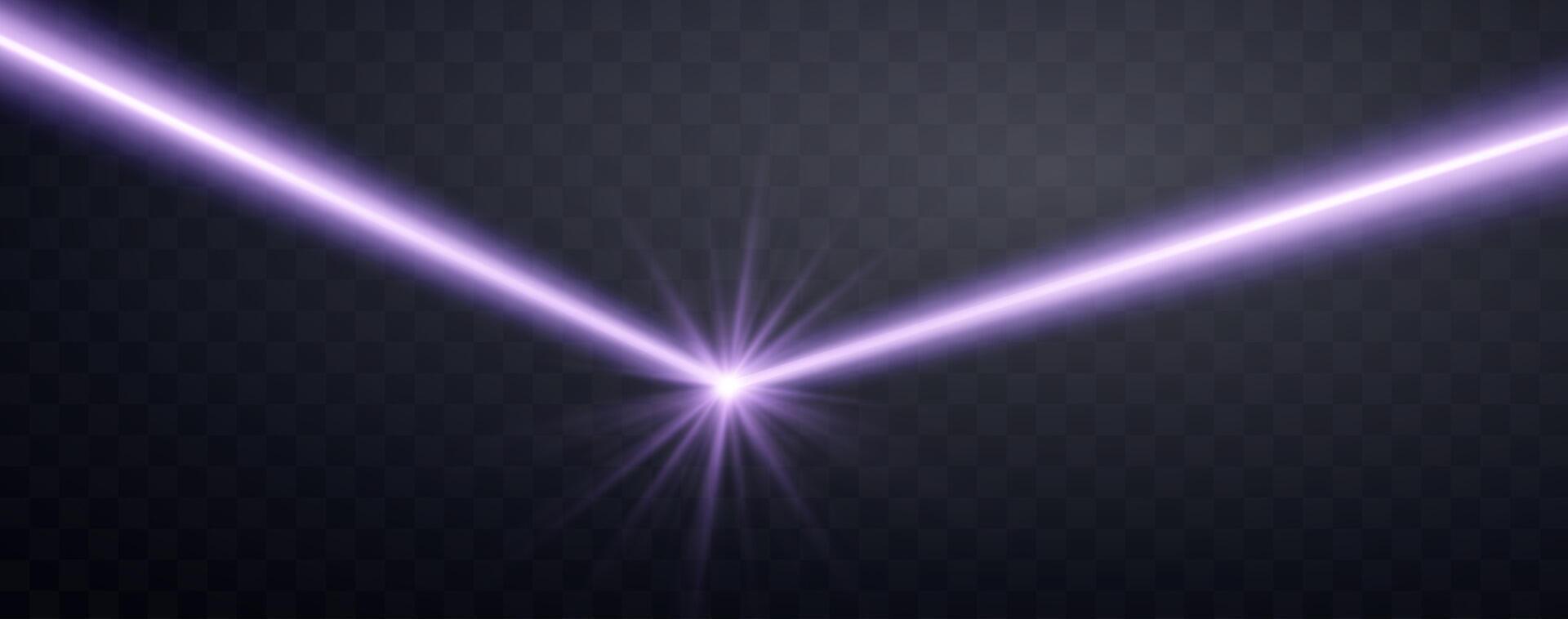 Purple horizontal laser beam. Neon line, presentation pointer. Purple glow flare light effect. illustration on dark background. vector