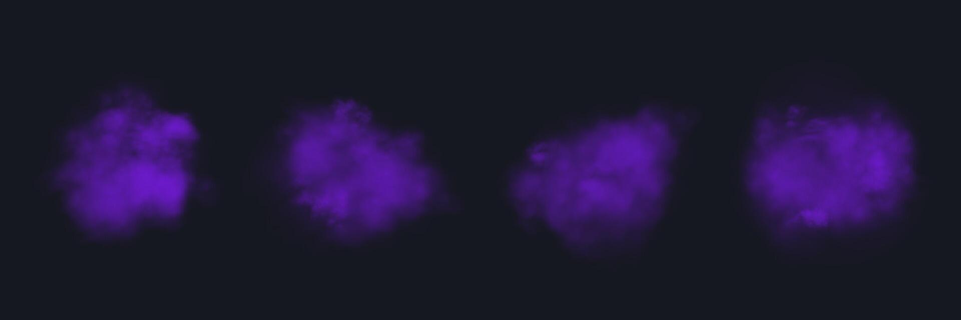 Realistic purple smokes or haze on a dark background. Magic fog, vapor. illustration vector