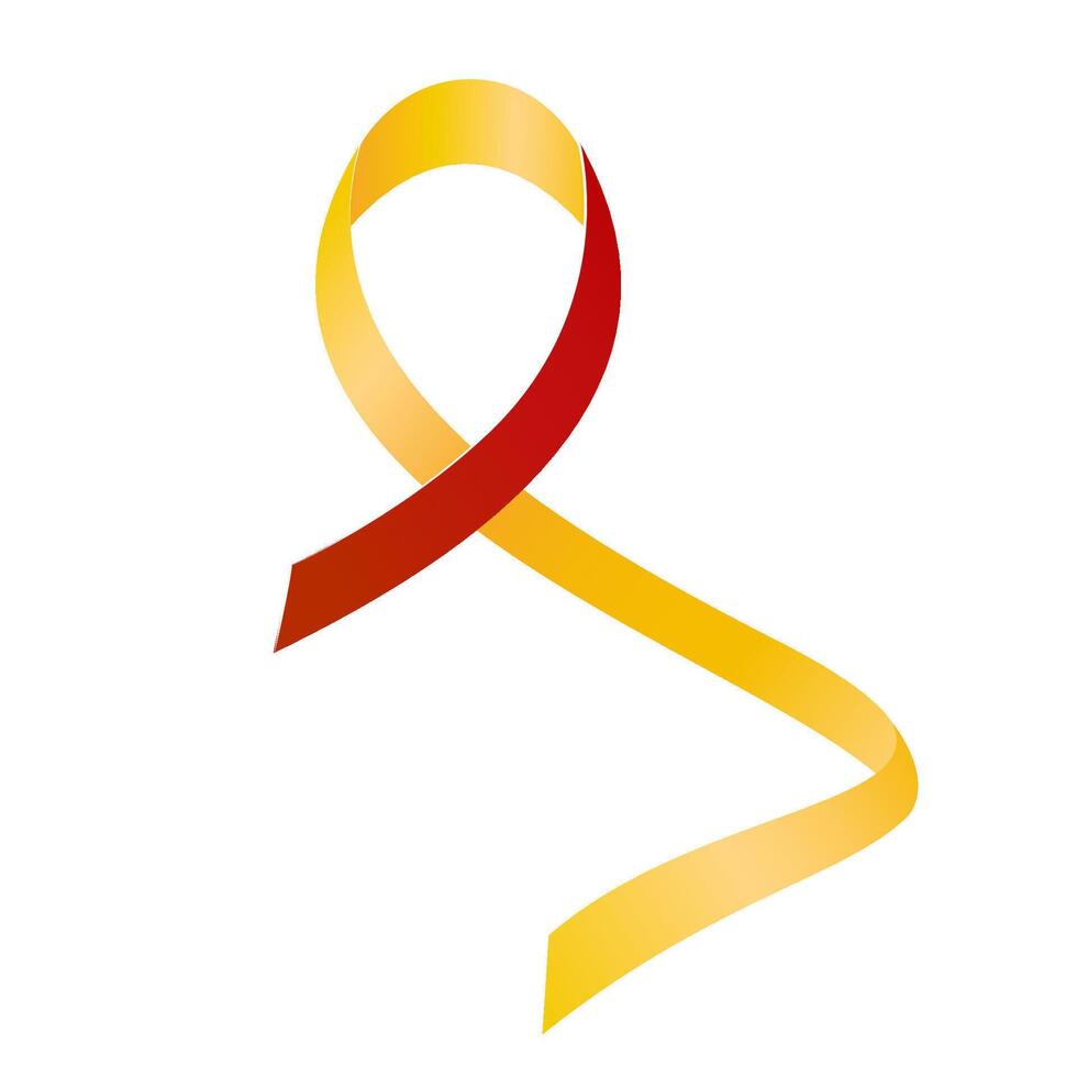 Red and yellow ribbon awareness World hepatitis day. Isolated on white background, illustration. vector