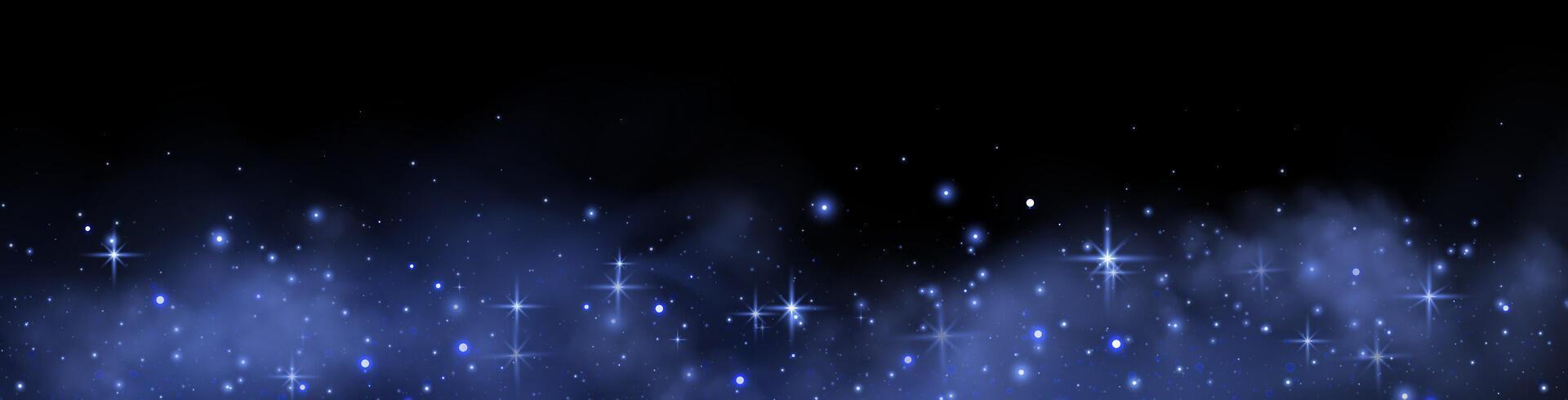 Blue glittering dots, particles, stars magic sparks. Glow flare light effect. Blue luminous points. particles on black background. vector