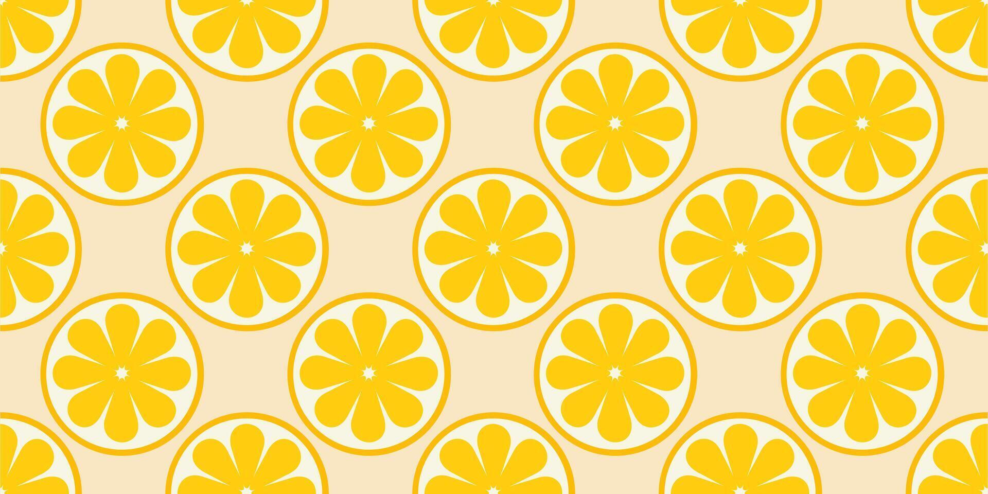 Seamless Pattern with Lemon Slices in Flat Style. Flat design. Ideal for packaging, textiles, kitchen decor. vector