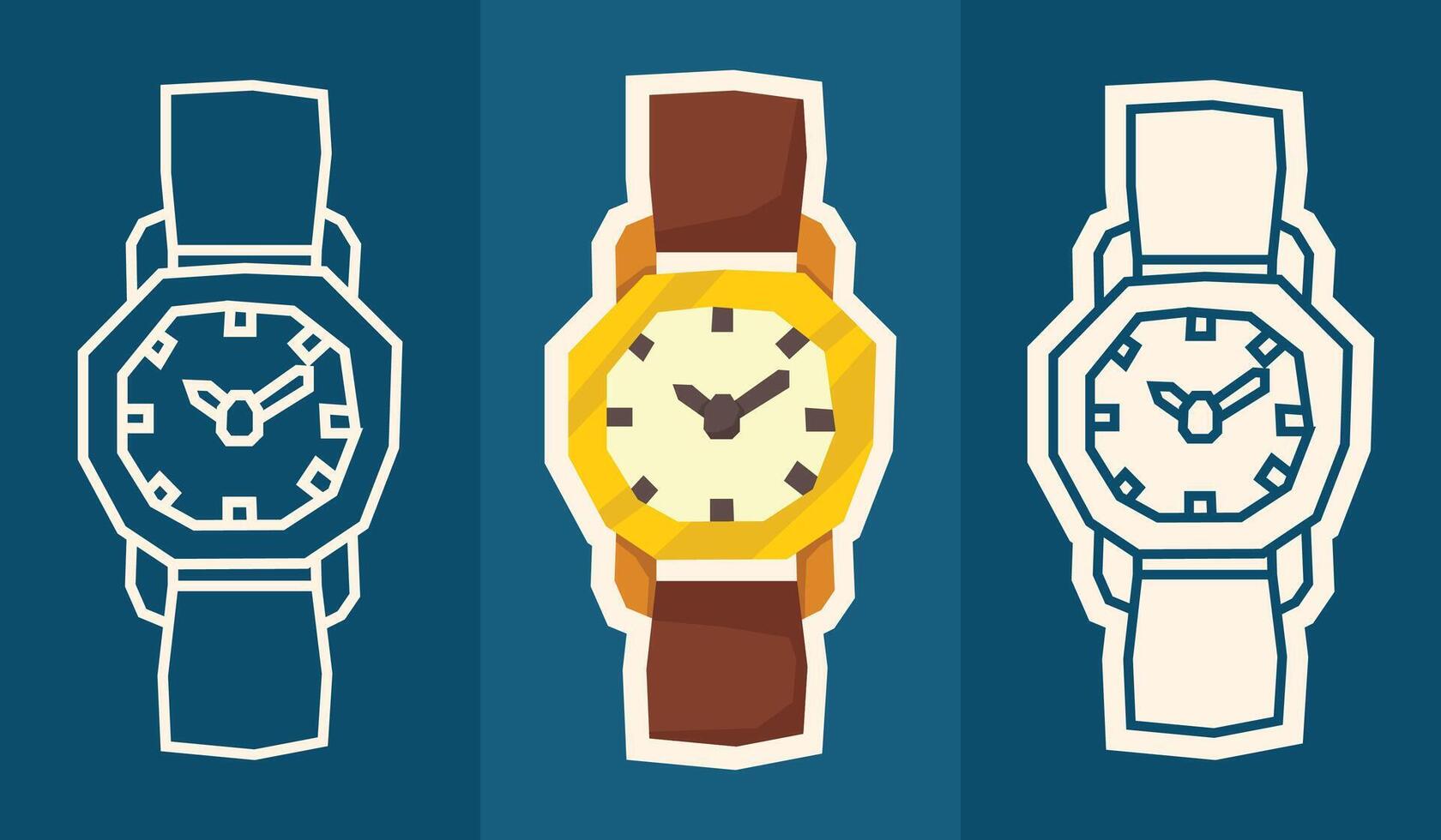 Three stylish watch illustrations vector