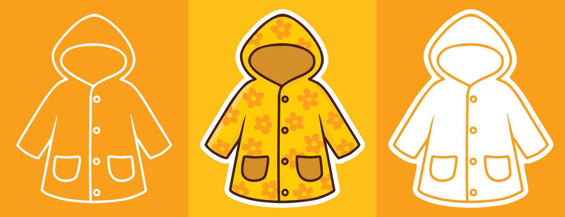 Colorful kids' hooded coats vector