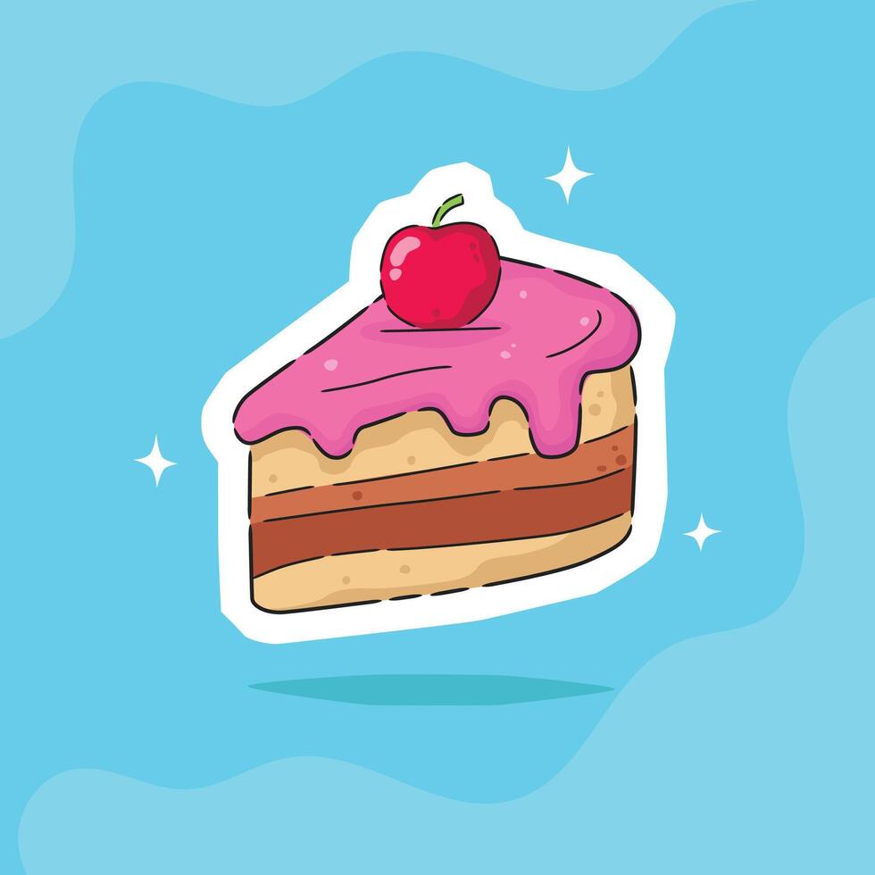 Chocolate cake with cherry on top vector