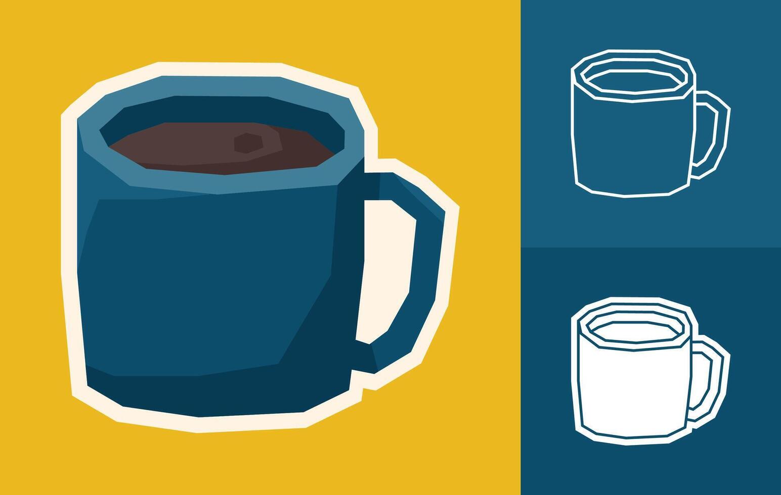 Flat Color Mug Sticker Set with Cutout Style vector