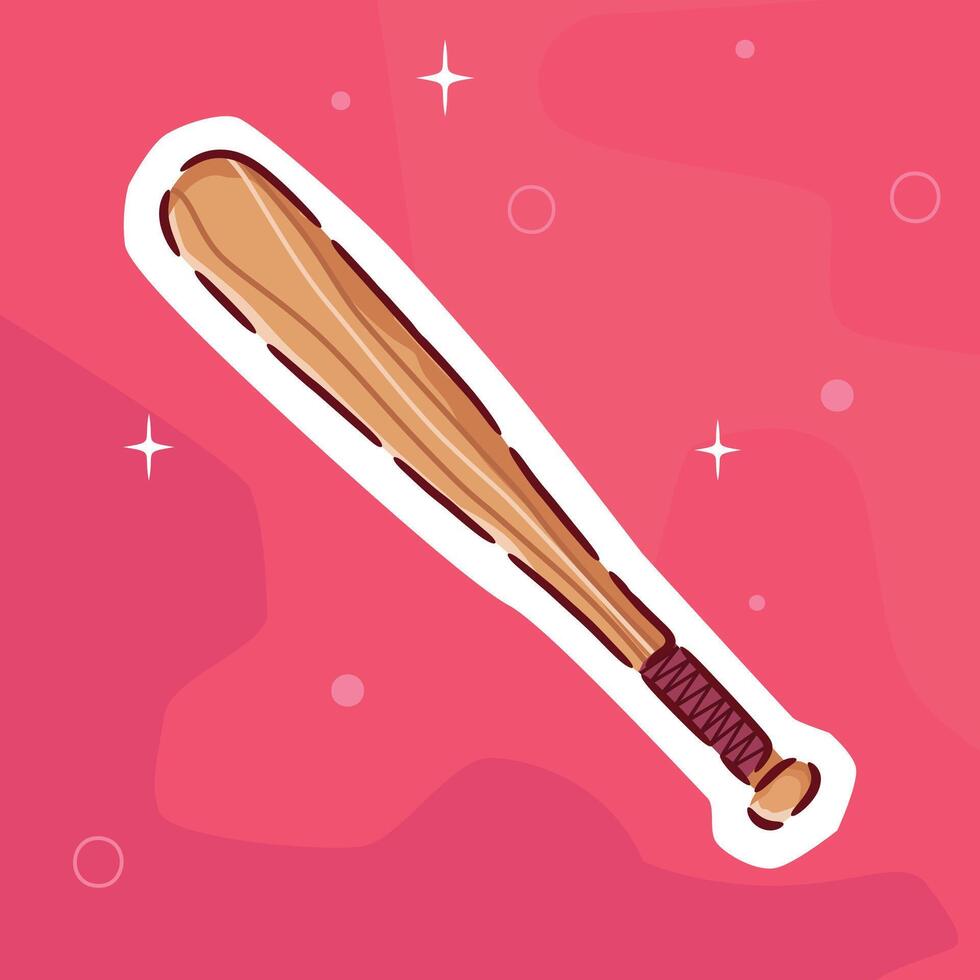 Single Baseball Bat Sticker with Red Grip on Pink Background vector