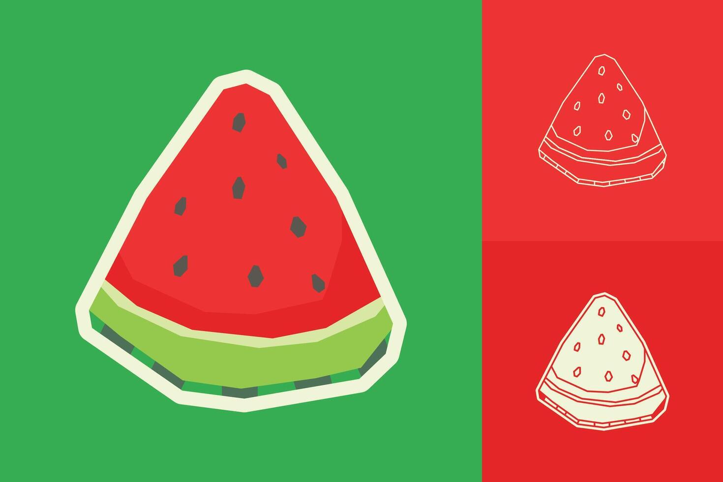 Watermelon Sticker Set with Cutout Style vector