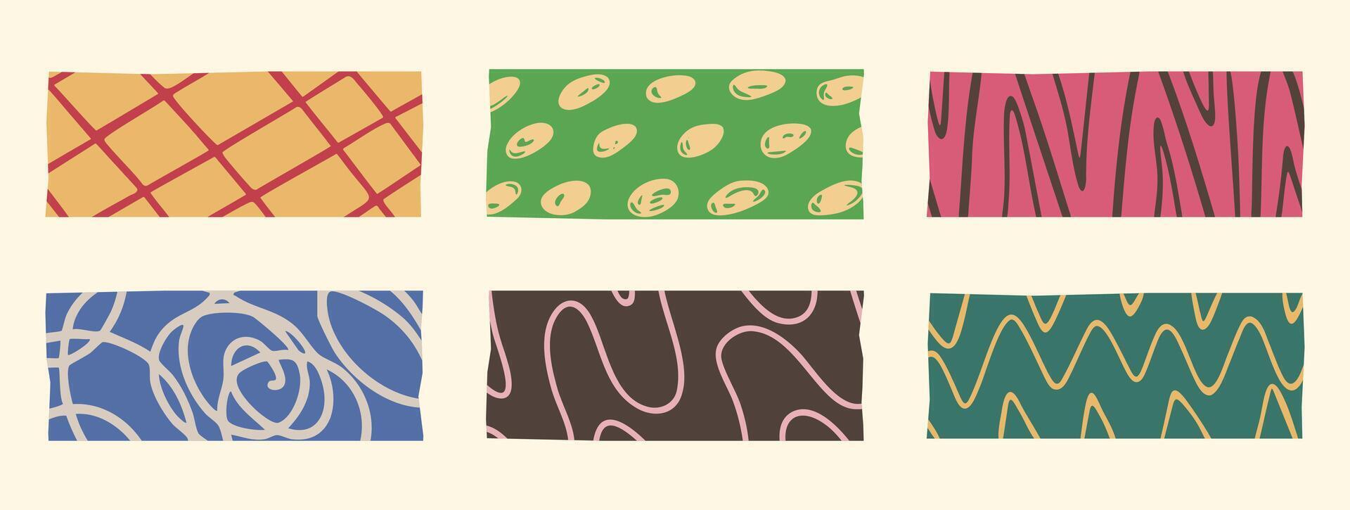 A Set of Washi Tapes Handdrawn Pattern vector