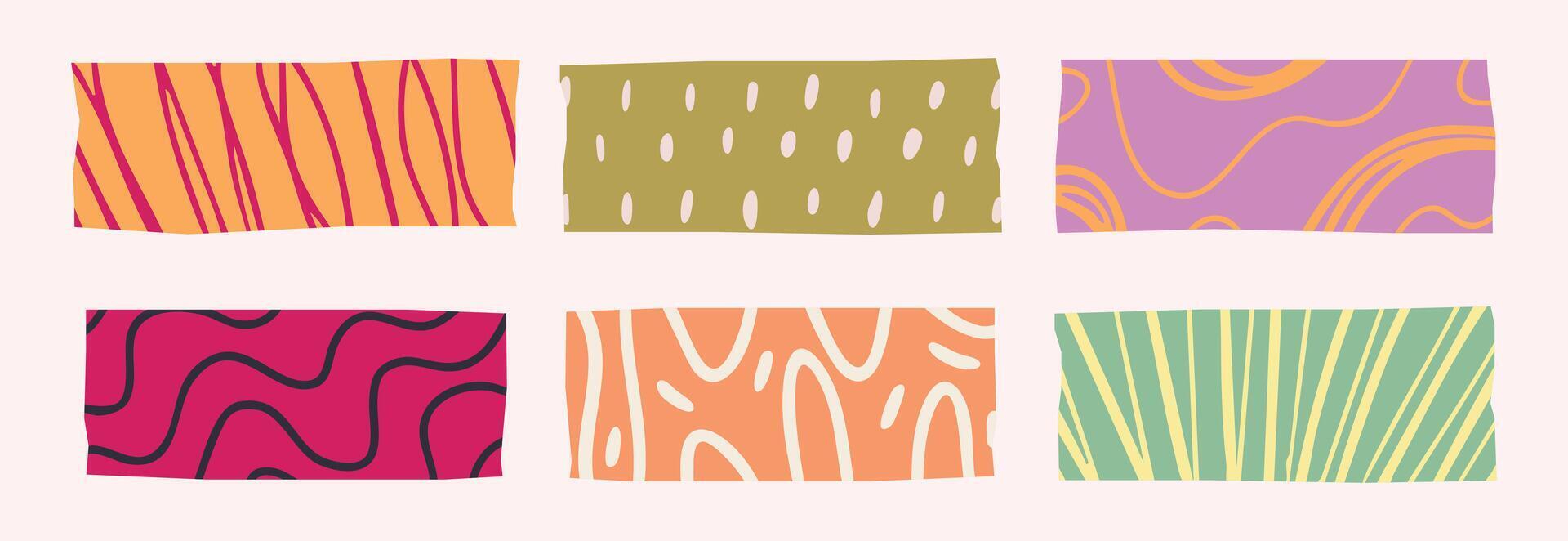 Pastel Handdrawn Washi Tapes Pattern vector