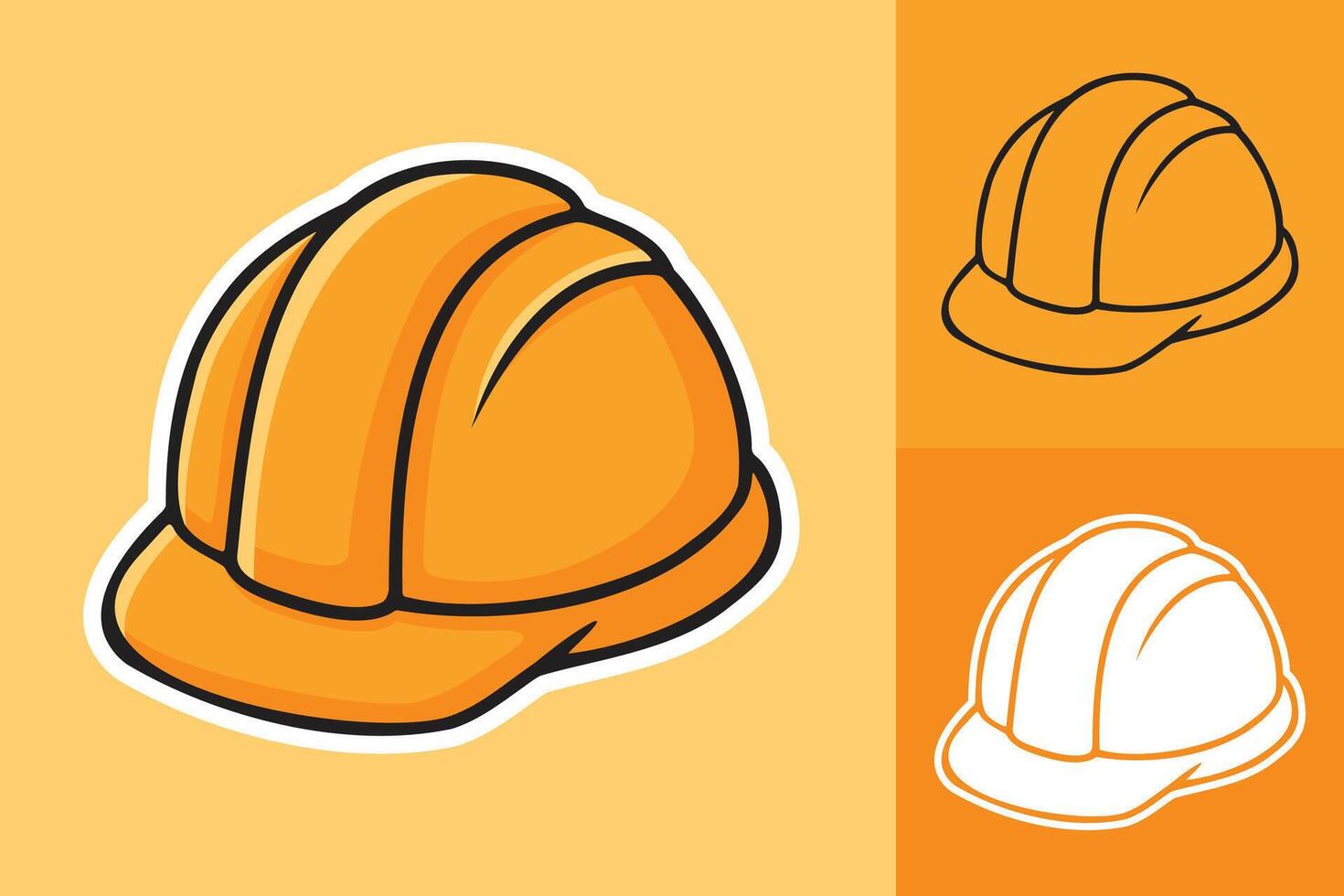 Three styles of Cartoon Safety Construction Helmet Sticker vector