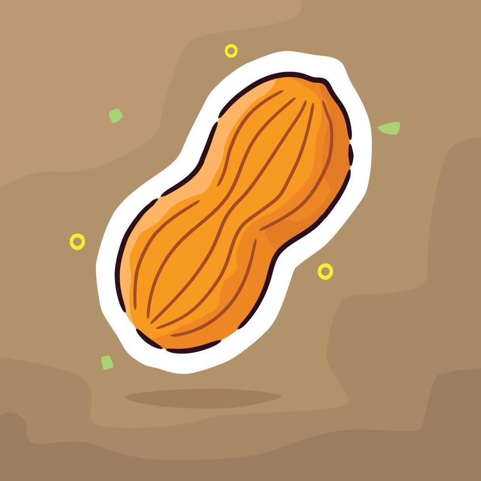 Peanut Sticker on Beige Background vector