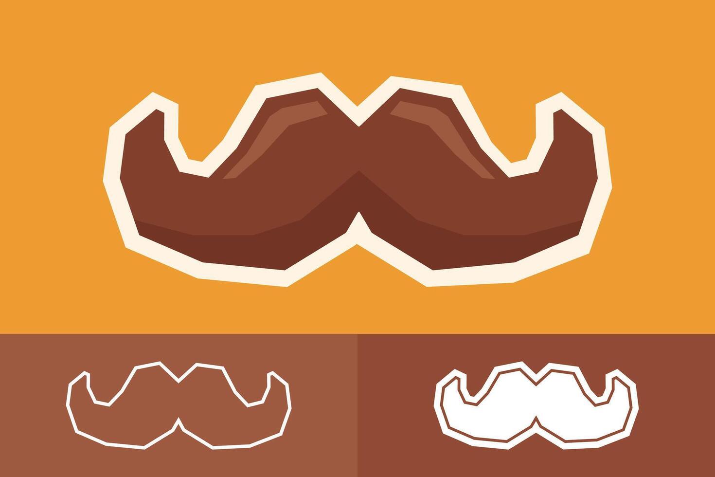 Flat Color Moustache Sticker Set with Cutout Style vector
