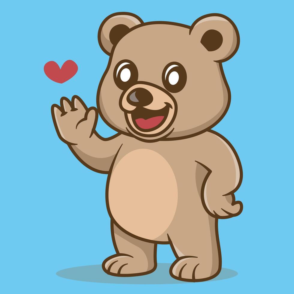 Cartoon Illustration of a Waving Bear vector