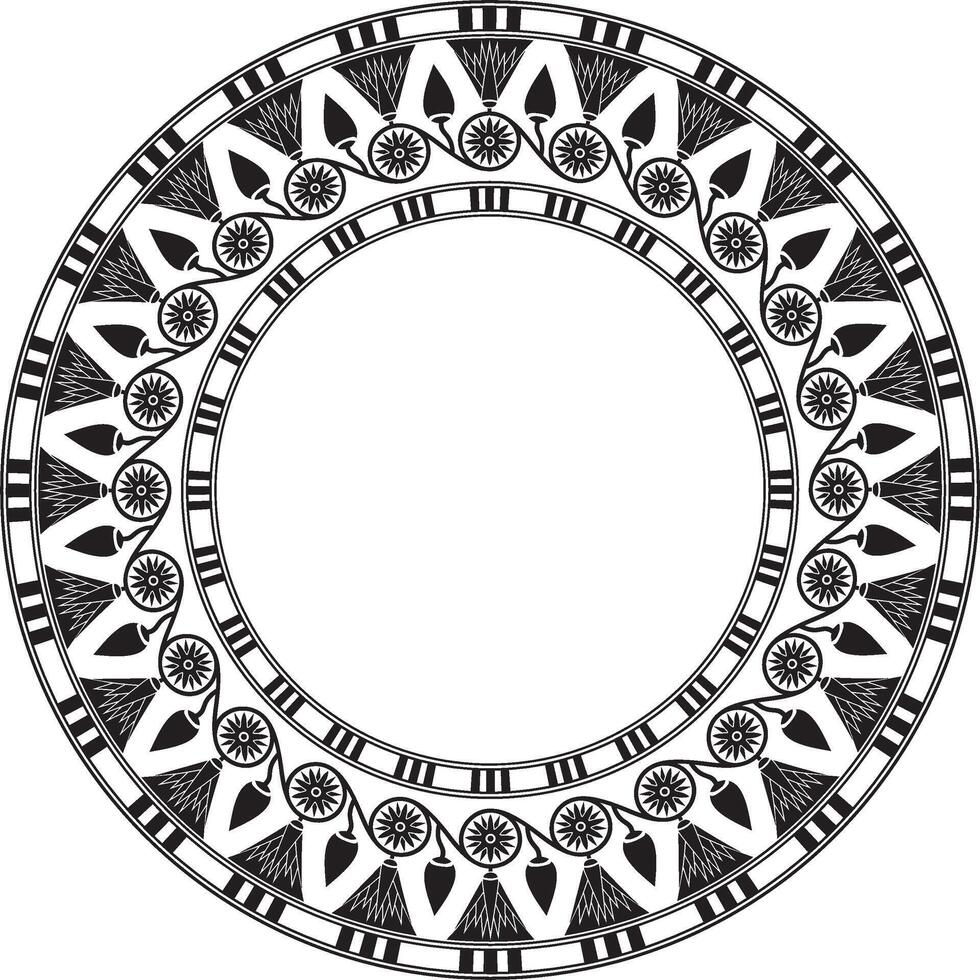 round black monochrome Egyptian ornament. Endless circle border, Egypt frame. vector