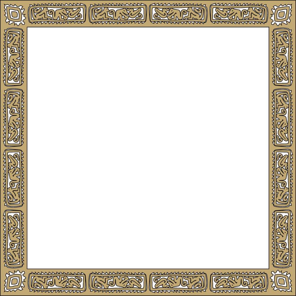 gold and black square national Indian patterns. National ethnic ornaments, borders, frames. colored decorations of the peoples America, Maya, Inca, Aztecs. vector