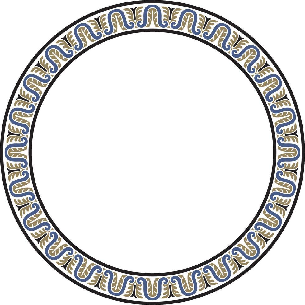 colored round classical ornament of the renaissance era. Circle, ring european border, style frame. vector
