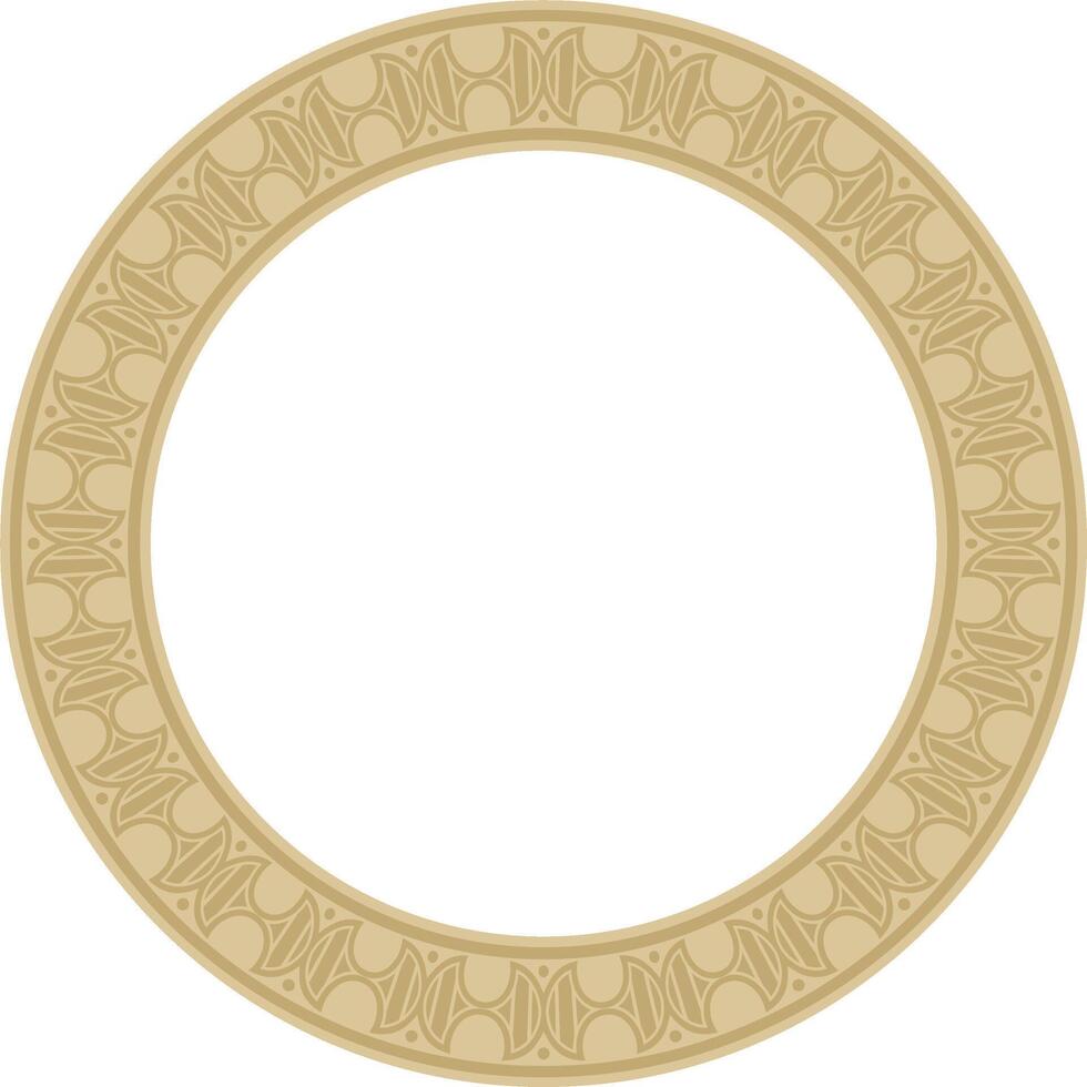 round European gold ornament. Endless pattern, circle, ring of the Middle Ages. Revival border. vector