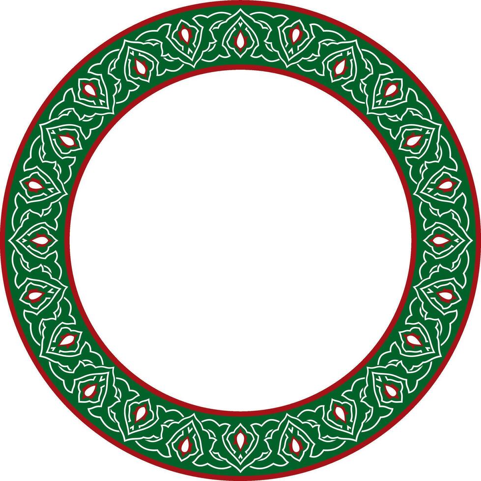 colored round Turkish national ornament. Ottoman border, frame. Ethnic floral circle, ring, Seljuk Turks pattern. Decoration of the Sultan palaces. vector