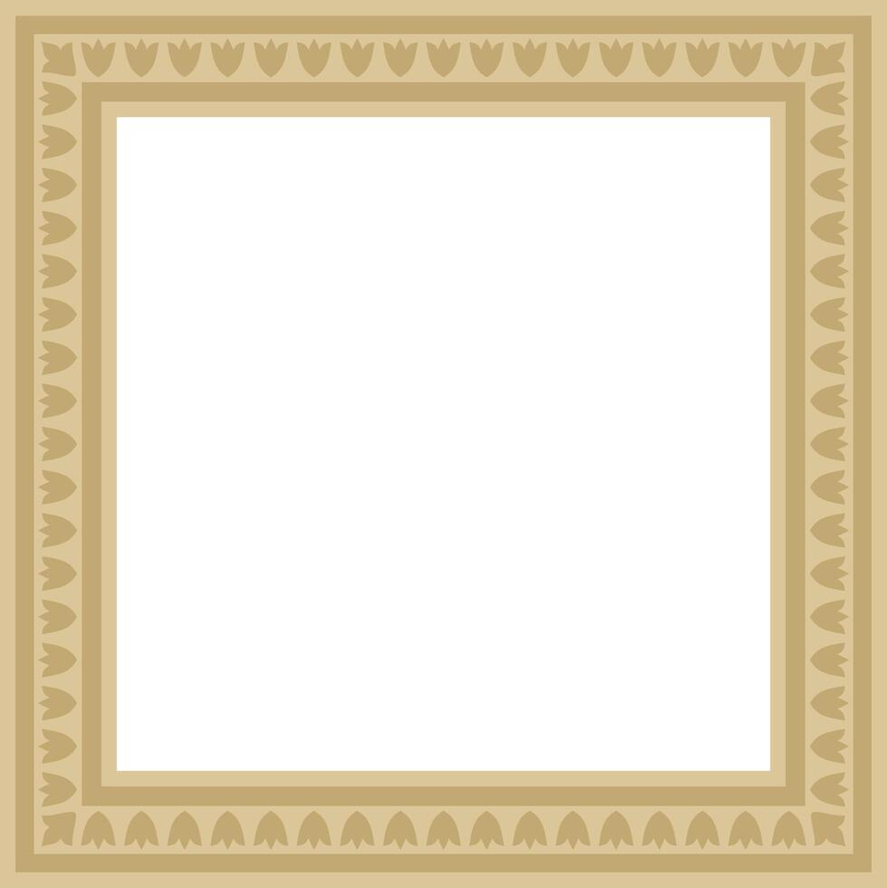 golden square Turkish national ornament. Ottoman border, frame. Ethnic floral rectangle, Seljuk Turks pattern. Decoration of the Sultan palace. vector