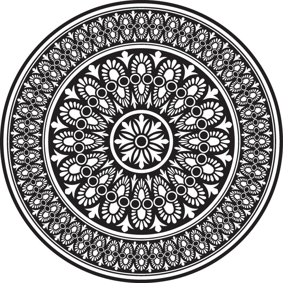 Classic greek black monochrome round ornament. pattern, circle of ancient hellens. European border ring. vector
