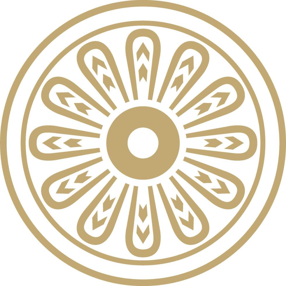 round Assyrian gold ornament. Circle, border, frame of Mesopatamia. Pattern, ring, ancient East. vector