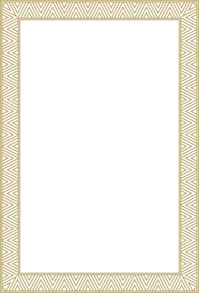 gold square Yakut ornament. An endless rectangular border, a frame northern Far East. vector
