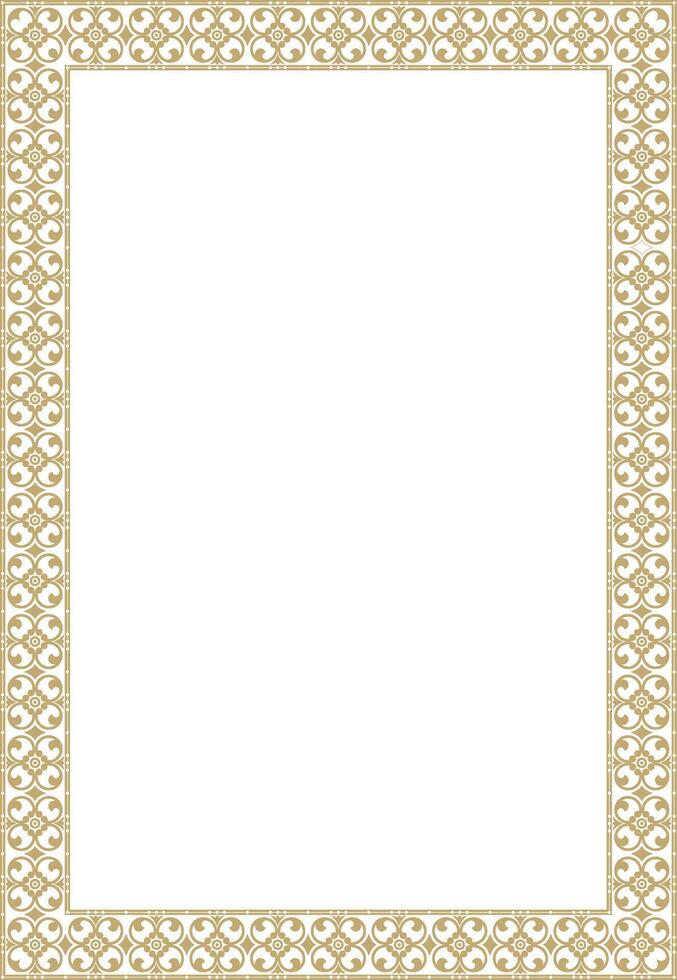 square gold ancient Russian ornament. Slavic rectangle, border, frame. Paint royal chambers. vector