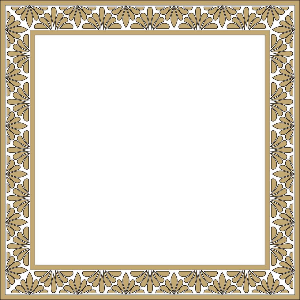 gold and black square classic byzantine ornament. Rectangle, border, Ancient Greece, Eastern Roman Empire frame. Decor Orthodox Church vector