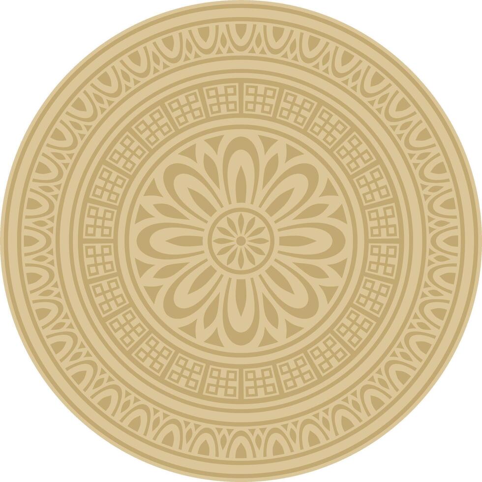 Classic Greek golden round ornament. pattern, circle of ancient Hellenes. European border ring. vector