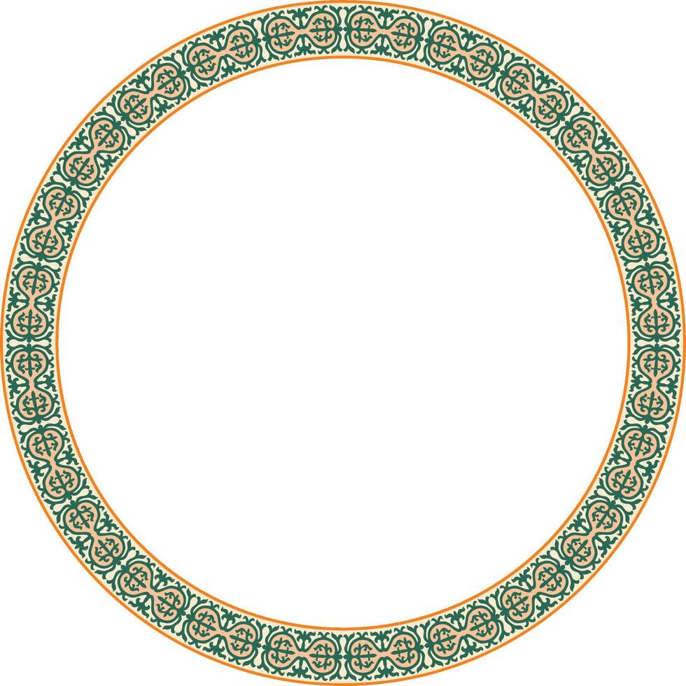 colored round Kazakh national ornament. Ethnic pattern of the Great Steppe, Mongols, Kyrgyz, Kalmyks, Buryats. circle, frame border. vector