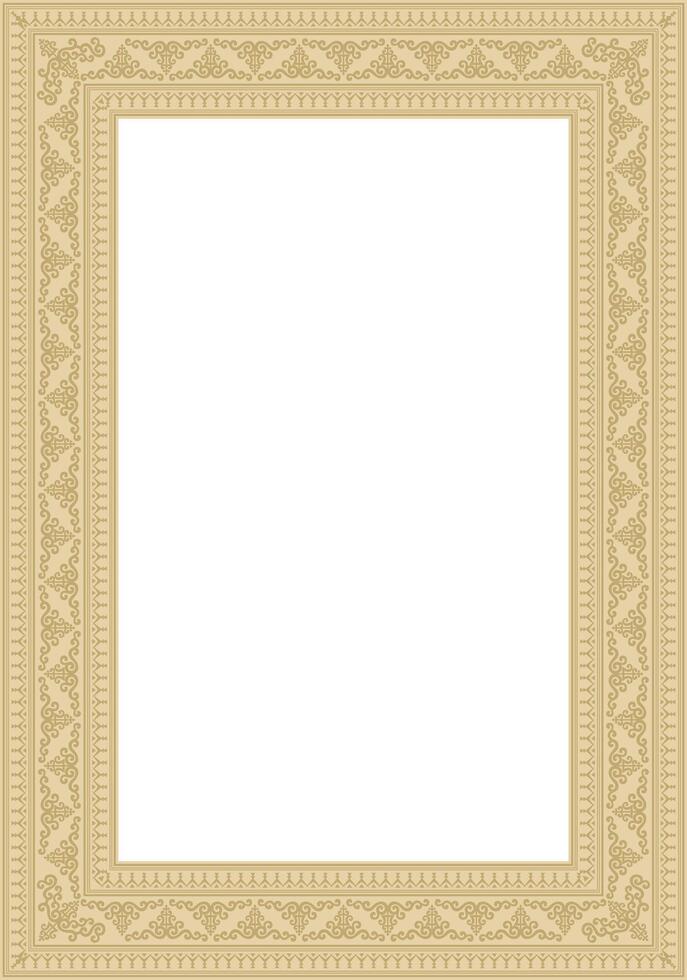gold square Yakut ornament. An endless rectangular border, a frame of the northern Far East. vector