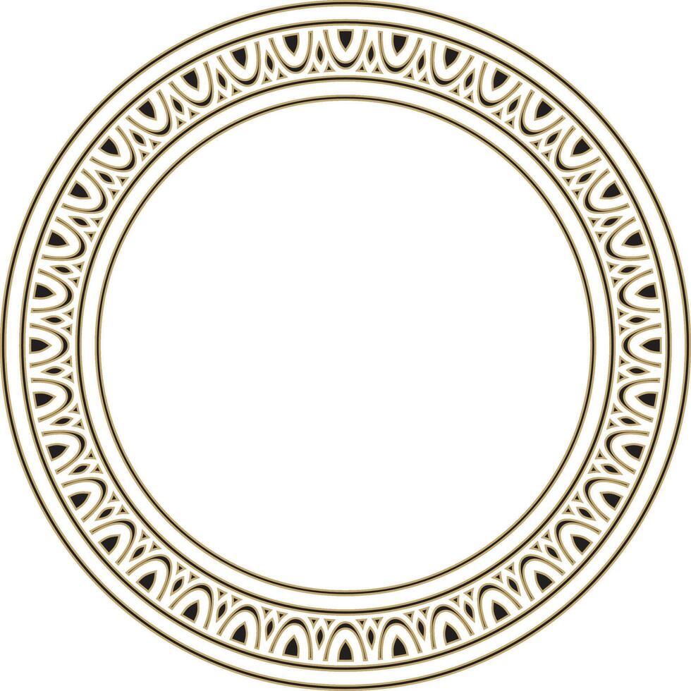 Classic Greek black and gold round ornament. pattern, circle of ancient Hellenes. European border ring. vector