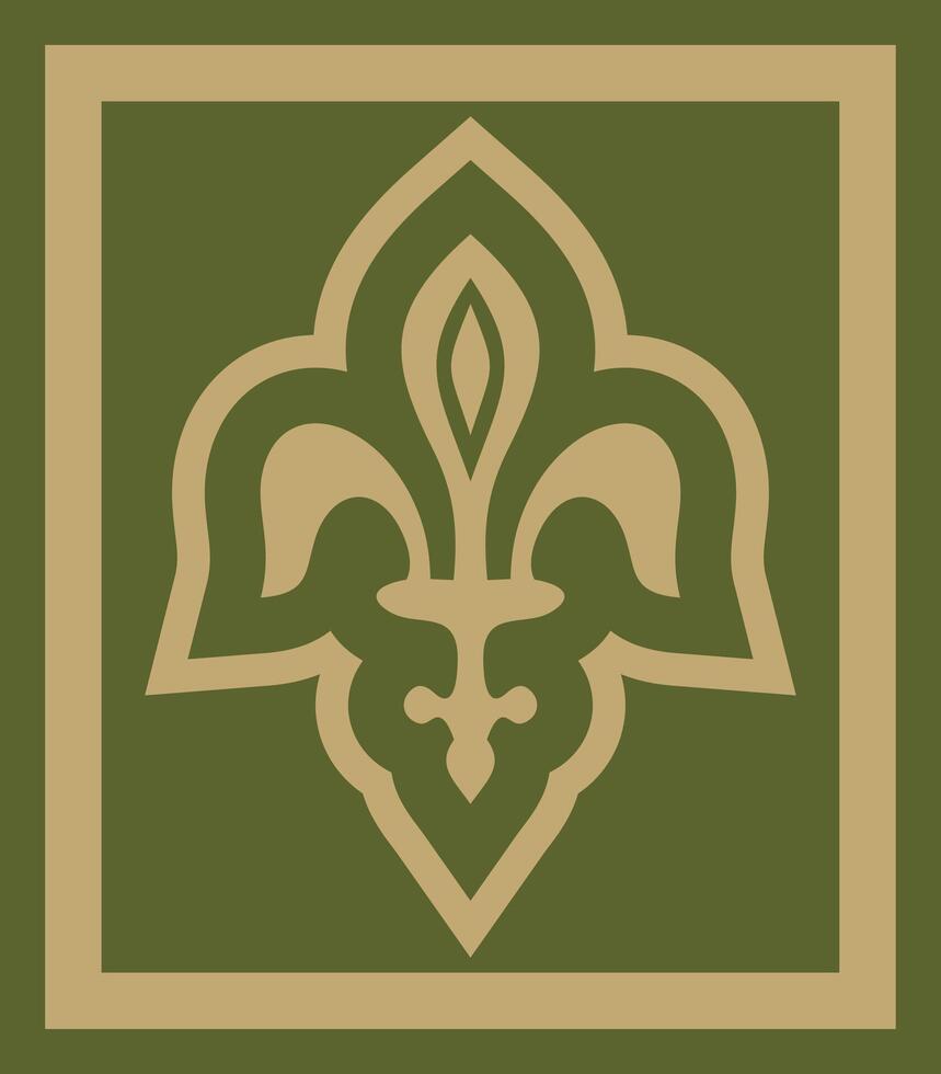 gold and green ancient Roman ornament elements. Classic Europe parts of pattern vector