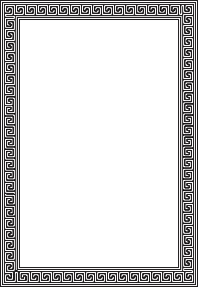 black monochrome classic Greek square ornament. Rectangle of Ancient Greece and Roman Empire. Byzantine paint floors and ceilings vector
