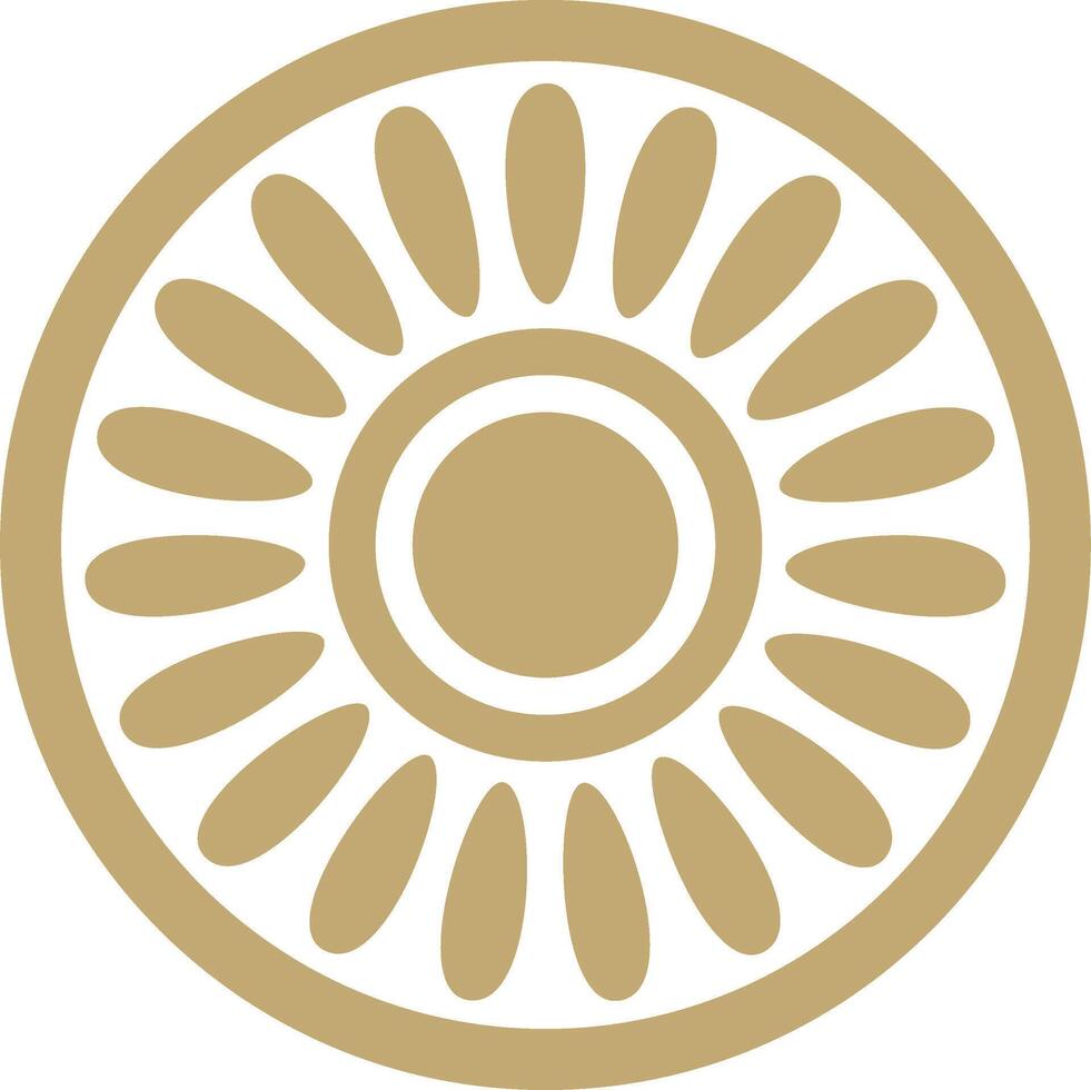 round Assyrian gold ornament. Circle, border, frame of Mesopatamia. Pattern, ring ancient East. vector