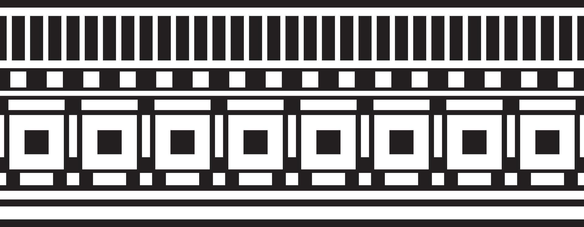 endless Assyrian black monochrome ornament. Seamless border, Mesopatamia frame. Pattern ancient East. vector