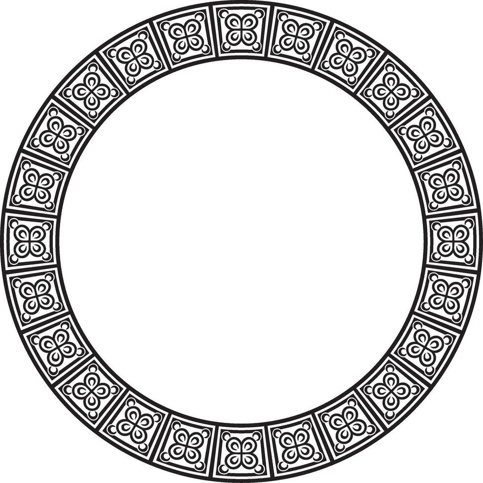 round European black monochrome ornament. Endless pattern, circle, ring of the Middle Ages. Revival border. vector