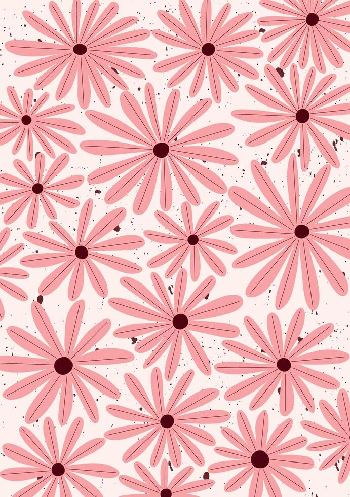 Playful pink daisies in a fun seamless layout. Clean shapes and hand drawn vibe for joyful designs. vector