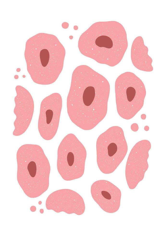 Organic hand drawn abstract pink shapes flowers for modern design. vector