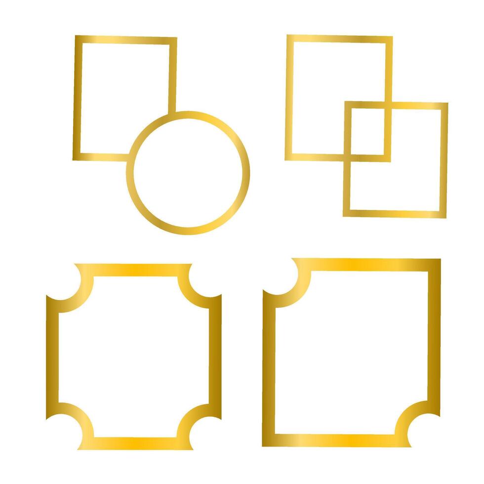 Abstract Gold Line Frame Set vector