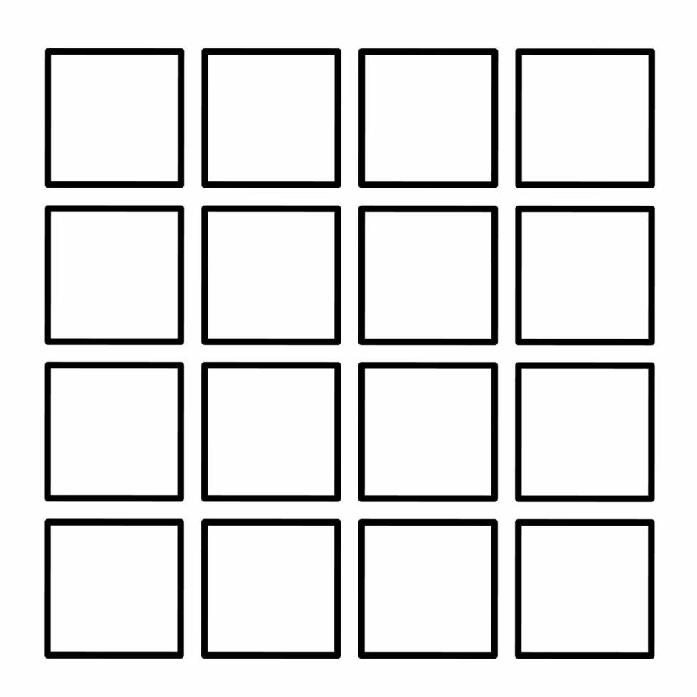 Hand Drawn Square Grid 4x4 Frame vector