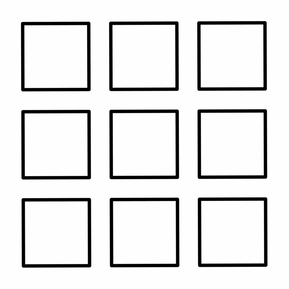 Hand Drawn Square Grid 3x3 Frame vector