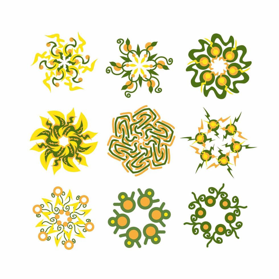 Handcrafted Abstract Mandala Ornament Emblem Set vector