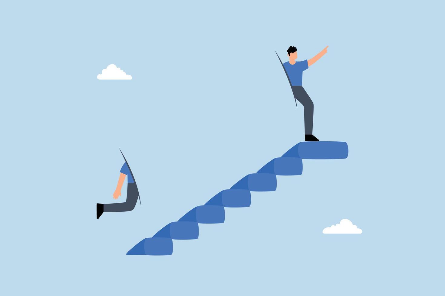 businessman who climbs ladder with special shortcut to success. vector